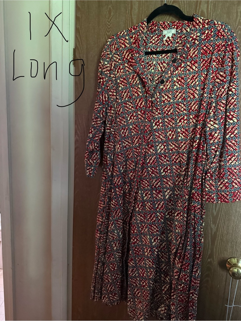 Zuri Red Geometric Long Sleeve Midi Dress - 1X Long